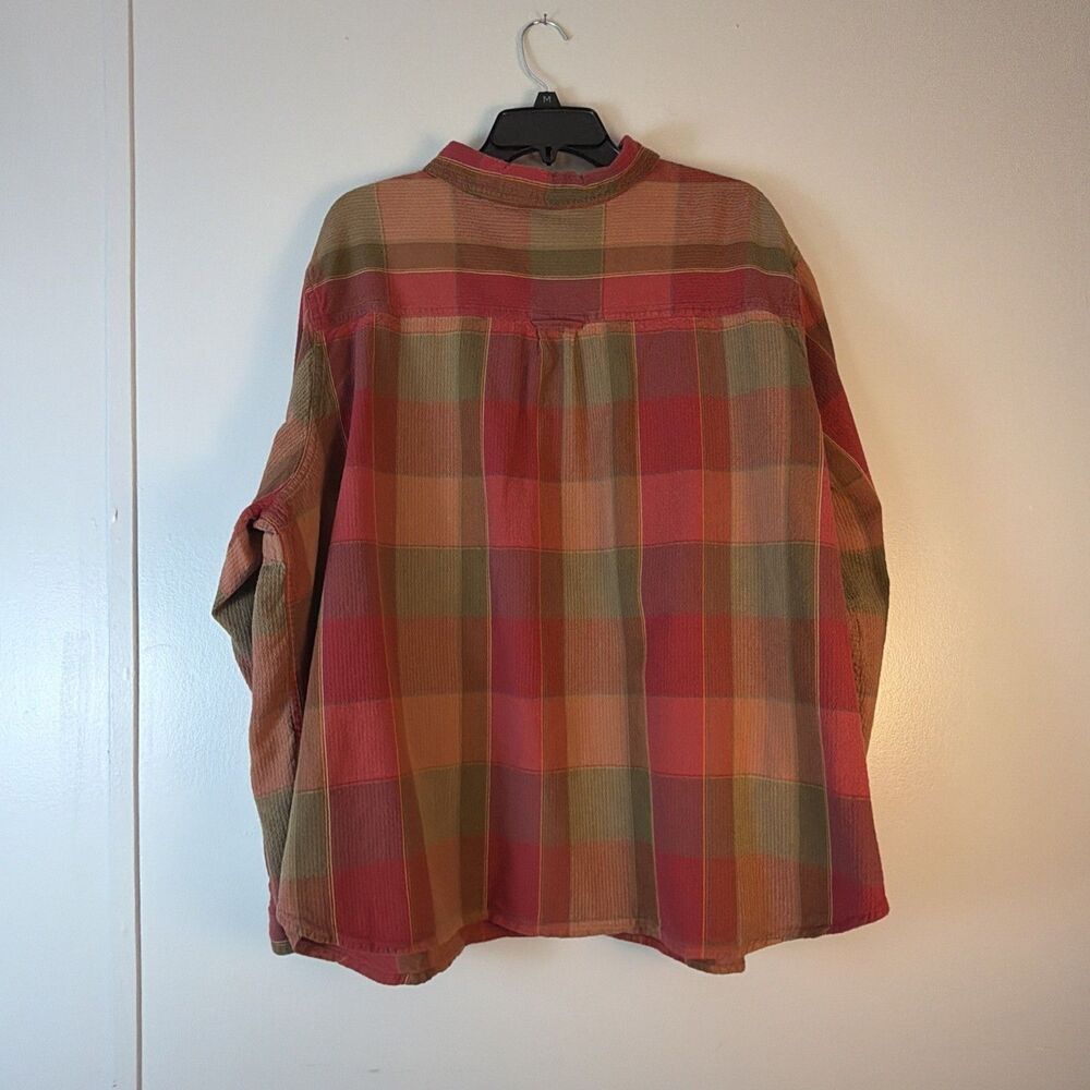 VTG Fashion Bug Plaid Cotton Shirt 30/32 Womens Plus 4X Goblincore Fall Layer - Picture 2 of 7